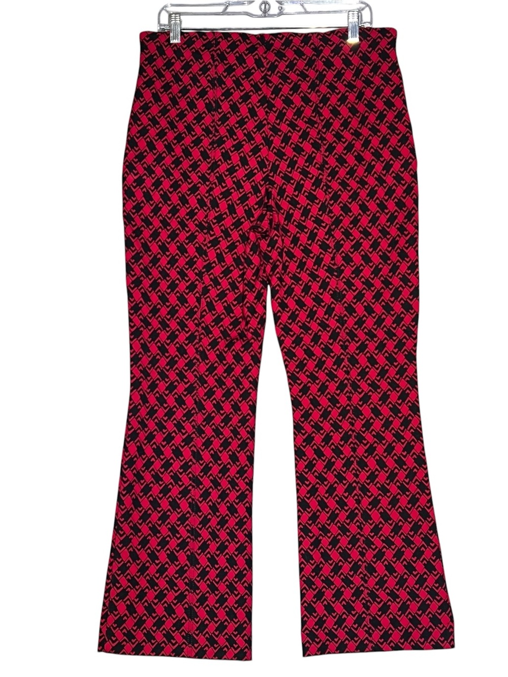 MAEVE Anthropologie Red Black Geometric The Margo Stretch Cropped Flare Pants L - Picture 3 of 16